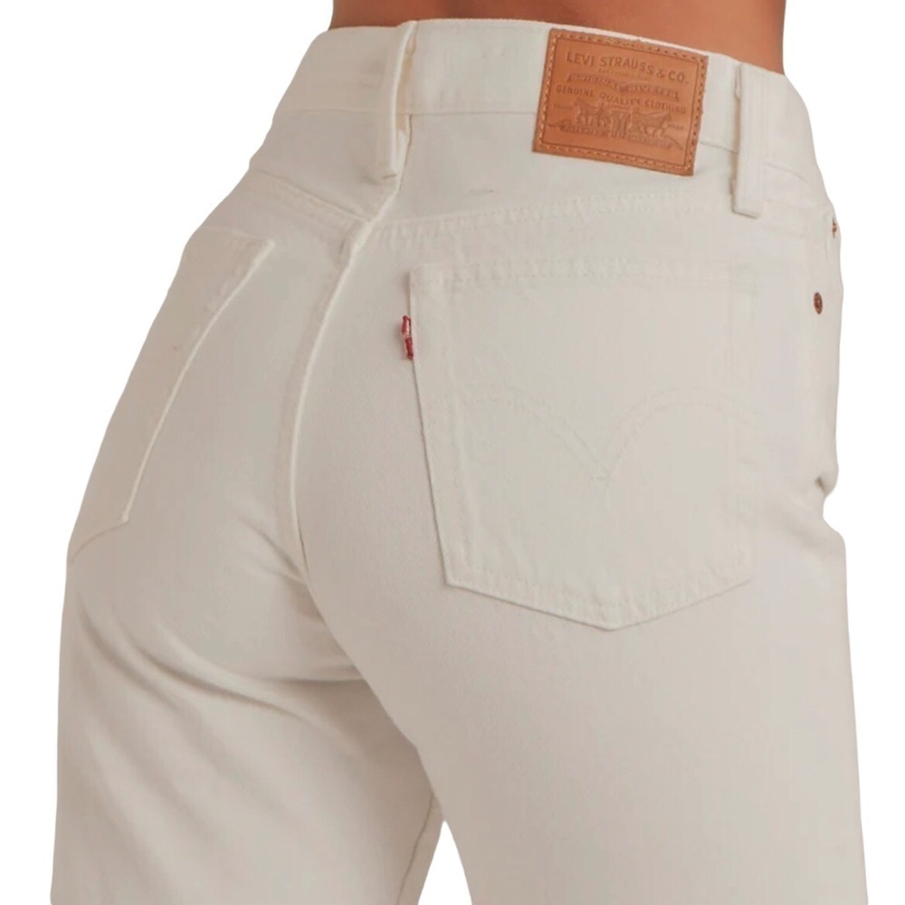 Levi’s Wedgie Straight Jeans Cloud Bank Size 24 Ankle Raw Hem High Waist - Picture 2 of 8